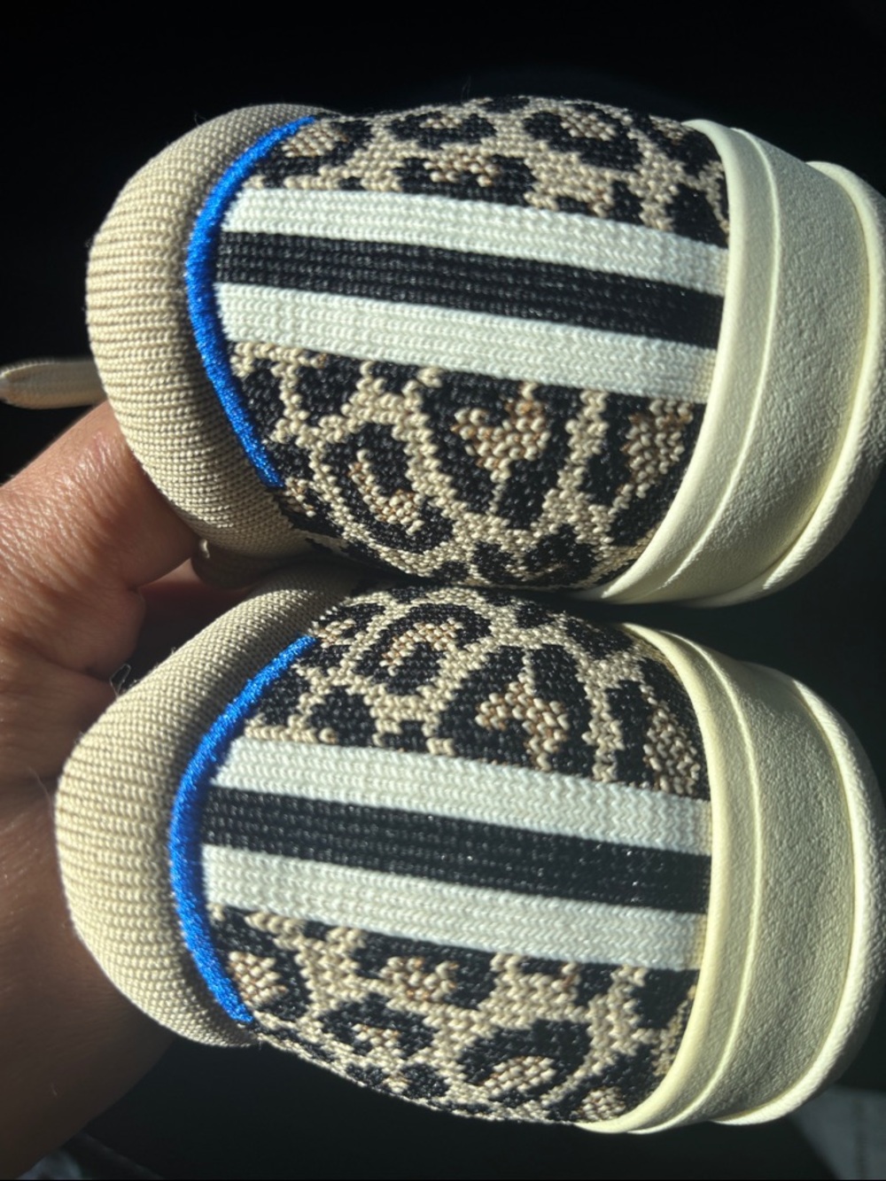 Rothy's Leopard-Print Knit Lace-Up Sneakers in Beige and Black - Picture 2 of 5